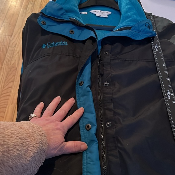 Columbia Bugaboo size XL black & aqua blue coat with removable fleece lining - Picture 3 of 15